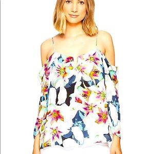 NWOT Nicole Miller Schuler Spring Floral Silk Top